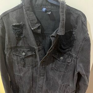 Divided Charcoal Distressed Jacket Upcycled